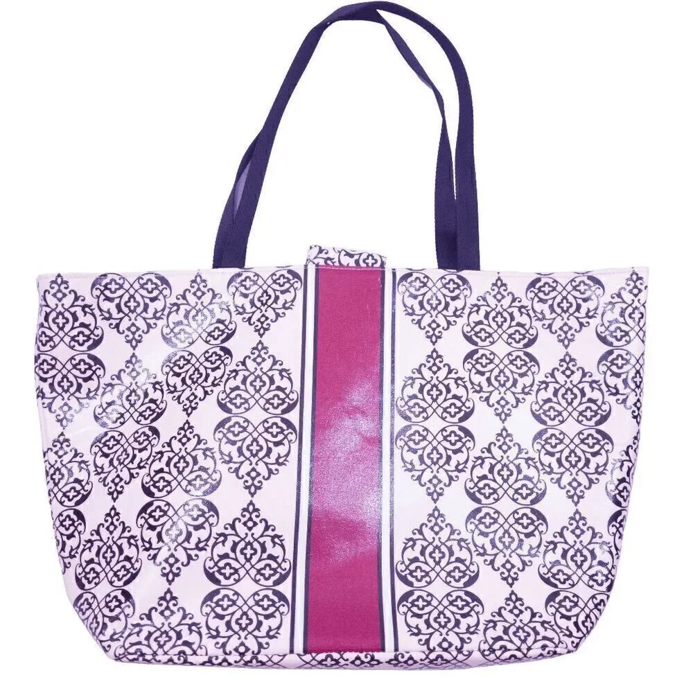 Large Brighton My Sweet Valentine Coated Tote Beige Scroll Pattern